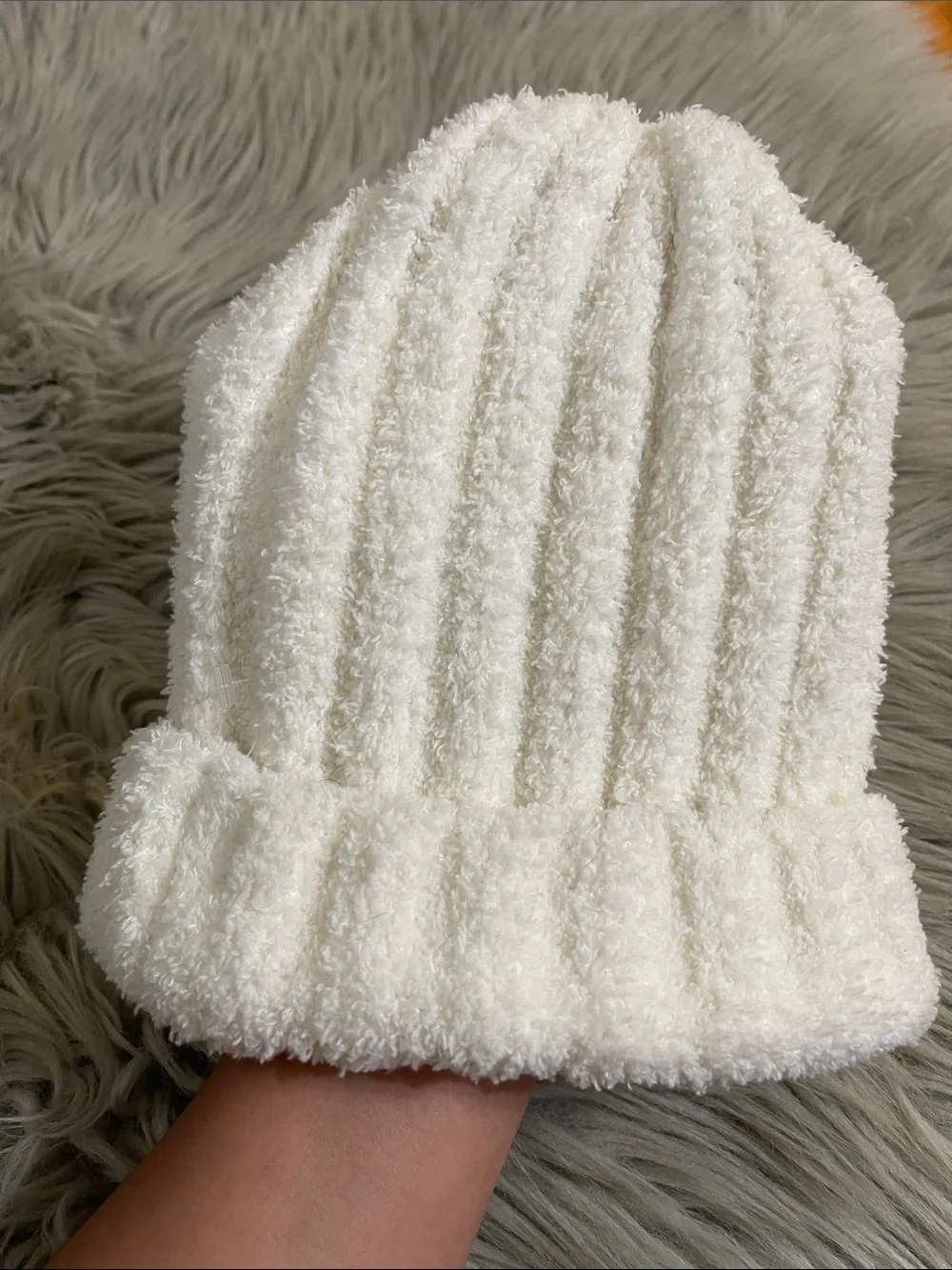 Spyder Kids Cream Fuzzy Ribbed Beanie